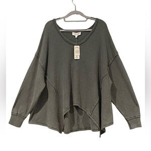 Pink Rose Sage Waffle Knit Top